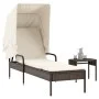 Tumbona con capota y mesa ratán sintético marrón de vidaXL, Tumbonas - Ref: Foro24-368198, Precio: 211,76 €, Descuento: %