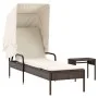 Tumbona con capota y mesa ratán sintético marrón de vidaXL, Tumbonas - Ref: Foro24-368198, Precio: 211,76 €, Descuento: %