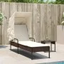 Tumbona con capota y mesa ratán sintético marrón de vidaXL, Tumbonas - Ref: Foro24-368198, Precio: 211,76 €, Descuento: %