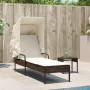 Tumbona con capota y mesa ratán sintético marrón de vidaXL, Tumbonas - Ref: Foro24-368198, Precio: 193,31 €, Descuento: %