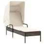 Tumbona con capota y mesa ratán sintético marrón de vidaXL, Tumbonas - Ref: Foro24-368198, Precio: 211,76 €, Descuento: %