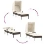 Tumbona con capota y mesa ratán sintético marrón de vidaXL, Tumbonas - Ref: Foro24-368198, Precio: 211,76 €, Descuento: %