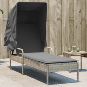 Sonnenliege mit hellgrauer synthetischer Rattanhaube von vidaXL, Liegen - Ref: Foro24-368193, Preis: 200,01 €, Rabatt: %