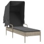 Tumbona con capota ratán sintético gris claro de vidaXL, Tumbonas - Ref: Foro24-368193, Precio: 182,56 €, Descuento: %
