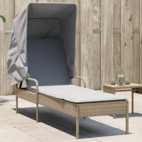 Sonnenliege mit beigem synthetischem Rattanverdeck von vidaXL, Liegen - Ref: Foro24-368191, Preis: 198,26 €, Rabatt: %