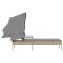 Sun lounger with beige synthetic rattan hood by vidaXL, Loungers - Ref: Foro24-368191, Price: 198,26 €, Discount: %