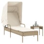Tumbona con capota y mesa ratán sintético beige de vidaXL, Tumbonas - Ref: Foro24-368201, Precio: 193,99 €, Descuento: %