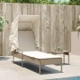 Tumbona con capota y mesa ratán sintético beige de vidaXL, Tumbonas - Ref: Foro24-368201, Precio: 193,99 €, Descuento: %
