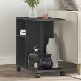 Mesa auxiliar con ruedas madera de ingeniería negra 50x30x55 cm de vidaXL, Mesas auxiliares - Ref: Foro24-840570, Precio: 42,...