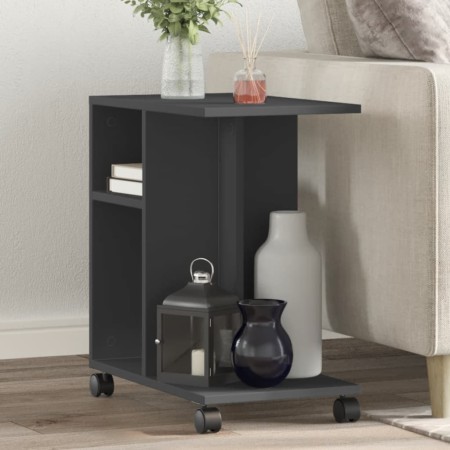 Mesa auxiliar con ruedas madera de ingeniería negra 50x30x55 cm de vidaXL, Mesas auxiliares - Ref: Foro24-840570, Precio: 39,...