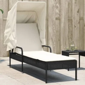Sonnenliege mit schwarzem synthetischem Rattanverdeck von vidaXL, Liegen - Ref: Foro24-368188, Preis: 192,41 €, Rabatt: %