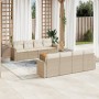 Set de sofás de jardín 9 pzas con cojines ratán sintético beige en Conjuntos de jardín | Comprar online en Foru.es