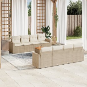 Set de sofás de jardín 9 pzas con cojines ratán sintético beige en Conjuntos de jardín | Comprar online en Foru.es
