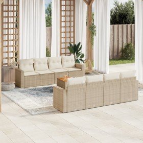 Set de sofás de jardín 9 pzas con cojines ratán sintético beige en Conjuntos de jardín | Comprar online en Foru.es