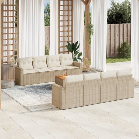Set de sofás de jardín 9 pzas con cojines ratán sintético beige en Conjuntos de jardín | Comprar online en Foru.es