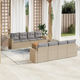 Set de sofás de jardín 9 pzas con cojines ratán sintético beige en Conjuntos de jardín | Comprar online en Foru.es