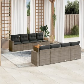 Set de muebles de jardín 9 pzas y cojines ratán sintético gris en Conjuntos de jardín | Comprar online en Foru.es