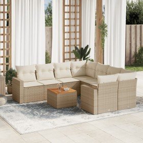 Set de sofás de jardín 9 pzas con cojines ratán sintético beige en Conjuntos de jardín | Comprar online en Foru.es
