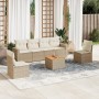 Set sofás de jardín 7 piezas y cojines ratán sintético beige en Conjuntos de jardín | Comprar online en Foru.es