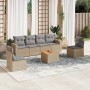 Set sofás de jardín 7 piezas y cojines ratán sintético beige en Conjuntos de jardín | Comprar online en Foru.es