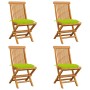 Sillas de jardín 4 uds con cojines verde brillante madera teca de vidaXL, Sillas de jardín - Ref: Foro24-3062594, Precio: 257...