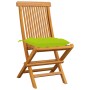 Sillas de jardín 4 uds con cojines verde brillante madera teca de vidaXL, Sillas de jardín - Ref: Foro24-3062594, Precio: 257...