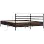 Estructura cama madera ingeniería metal marrón roble 120x200 cm de vidaXL, Camas y somieres - Ref: Foro24-3280041, Precio: 13...