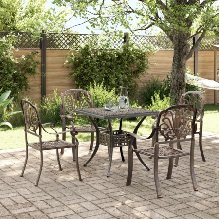 Juego de comedor de jardín 5 piezas aluminio fundido bronce de vidaXL, Conjuntos de jardín - Ref: Foro24-3216341, Precio: 902...