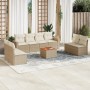 Set de sofás de jardín 9 pzas con cojines ratán sintético beige en Conjuntos de jardín | Comprar online en Foru.es