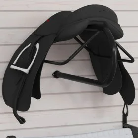 Soporte de silla de montura de pared hierro negro de vidaXL, Soportes para sillas de montar - Ref: Foro24-172428, Precio: 51,...