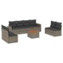 Set de muebles de jardín 9 pzas y cojines ratán sintético gris en Conjuntos de jardín | Comprar online en Foru.es