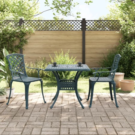 Mesa y sillas de bistró 3 piezas aluminio fundido verde de vidaXL, Conjuntos de jardín - Ref: Foro24-3216348, Precio: 456,28 ...