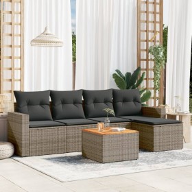 Set de muebles de jardín 6 pzas y cojines ratán sintético gris en Conjuntos de jardín | Comprar online en Foru.es