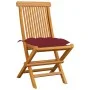 Sillas de jardín 4 uds con cojines rojo tinto madera de teca de vidaXL, Sillas de jardín - Ref: Foro24-3062592, Precio: 246,5...
