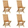 Sillas de jardín 4 uds con cojines rojo tinto madera de teca de vidaXL, Sillas de jardín - Ref: Foro24-3062592, Precio: 246,5...