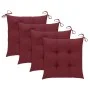 Sillas de jardín 4 uds con cojines rojo tinto madera de teca de vidaXL, Sillas de jardín - Ref: Foro24-3062592, Precio: 246,5...