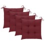 Sillas de jardín 4 uds con cojines rojo tinto madera de teca de vidaXL, Sillas de jardín - Ref: Foro24-3062592, Precio: 255,4...