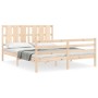 Estructura de cama de matrimonio con cabecero madera maciza de vidaXL, Camas y somieres - Ref: Foro24-3194121, Precio: 156,80...