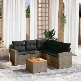 Set de muebles de jardín 6 pzas y cojines ratán sintético gris en Conjuntos de jardín | Comprar online en Foru.es