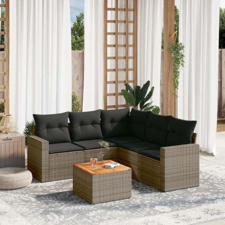 Set de muebles de jardín 6 pzas y cojines ratán sintético gris en Conjuntos de jardín | Comprar online en Foru.es