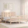 Estructura de cama de matrimonio con cabecero madera maciza de vidaXL, Camas y somieres - Ref: Foro24-3194121, Precio: 156,80...
