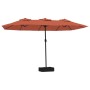 Sombrilla doble con luces LED color terracota 449x245 cm de vidaXL, Sombrillas - Ref: Foro24-362958, Precio: 227,61 €, Descue...