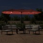 Sombrilla doble con luces LED color terracota 449x245 cm de vidaXL, Sombrillas - Ref: Foro24-362958, Precio: 227,61 €, Descue...
