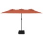 Sombrilla doble con luces LED color terracota 449x245 cm de vidaXL, Sombrillas - Ref: Foro24-362958, Precio: 227,61 €, Descue...