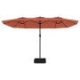 Sombrilla doble con luces LED color terracota 449x245 cm de vidaXL, Sombrillas - Ref: Foro24-362958, Precio: 227,61 €, Descue...