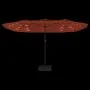 Sombrilla doble con luces LED color terracota 449x245 cm de vidaXL, Sombrillas - Ref: Foro24-362958, Precio: 215,73 €, Descue...