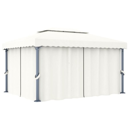 Cenador con cortina blanco crema aluminio 4x3 m de vidaXL, Carpas y cenadores - Ref: Foro24-3053375, Precio: 528,83 €, Descue...
