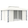 Cenador con cortina blanco crema aluminio 4x3 m de vidaXL, Carpas y cenadores - Ref: Foro24-3053375, Precio: 528,83 €, Descue...