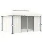Cenador con cortina blanco crema aluminio 4x3 m de vidaXL, Carpas y cenadores - Ref: Foro24-3053375, Precio: 509,97 €, Descue...