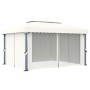 Cenador con cortina blanco crema aluminio 4x3 m de vidaXL, Carpas y cenadores - Ref: Foro24-3053375, Precio: 528,83 €, Descue...